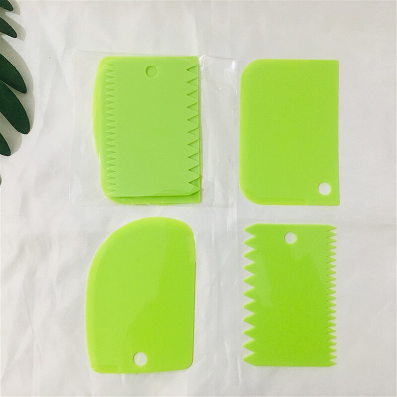 3Pc Keuken Gadget Bakken Gebak Tool Plastic Deeg Mes Ice Fondant Schraper Decoratie Glad Gekartelde Spatels Cake Cutter Tool: Green