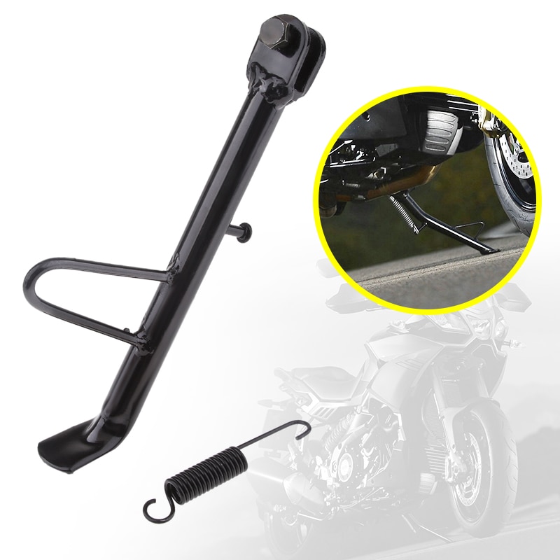 Motorrad Universal- Ständer Seite Seitenständer Parkplatz Gestell Unterstützung Fuß Rolle E-Fahrrad 21cm Schwarz
