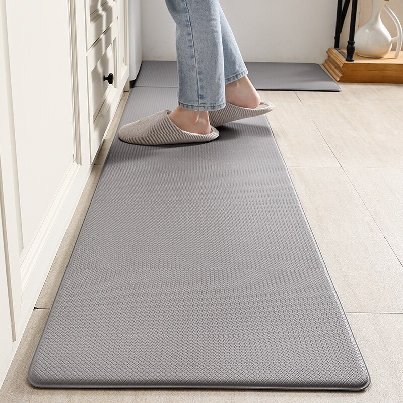 Tapis de sol Long en cuir PU, imperméable à l&#39;huile, antidérapant, en PVC, pour la maison, le balcon, le couloir, le paillasson d&#39;entrée: 45x75cm 1pc / Grey
