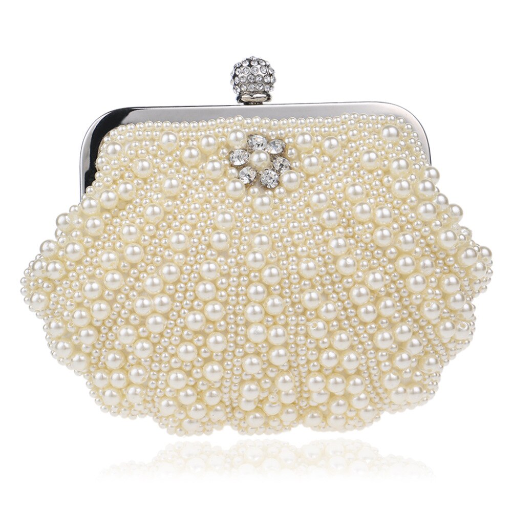 Shell Women Evening Bags Beaded Handmade Diamonds Chan Shoulder Messenger Bag Crystal Wedding Evening Bag