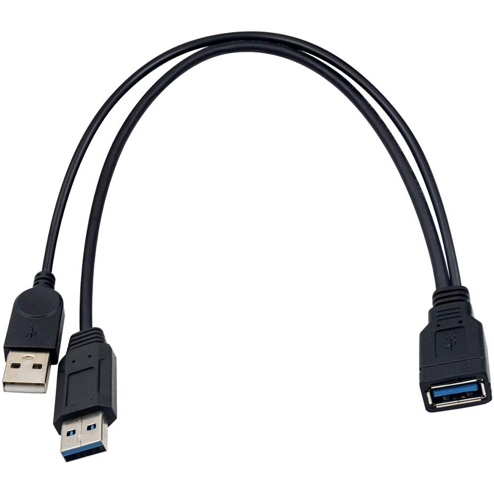 Câble USB 3.0 Y, USB 3.0 Type A femelle à double USB mâle 1 à 2 convertisseur de charge de données de synchronisation cordon de câble d&#39;extension Y