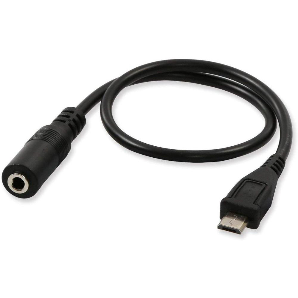 (2-Pack) Micro USB Male to 3.5mm Jack Female Audio Cable Cord for Active Clip Mic Microphone Convert Adapter -1Feet (Black)