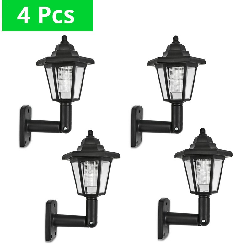 WAKYME Solar Light Outdoors Solar Power Garden Lantern Street Lights Waterproof Solar Energy Hexagonal LED Wall Lamp Sunlight: 4 pieces