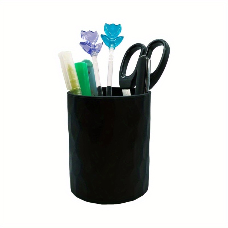 - verkoop van witte siliconen pennenhouder, pennenbakje, klein bestekrekje, pennenhouder voor op het bureau van een student, make-up opbergdoos.: Zwart