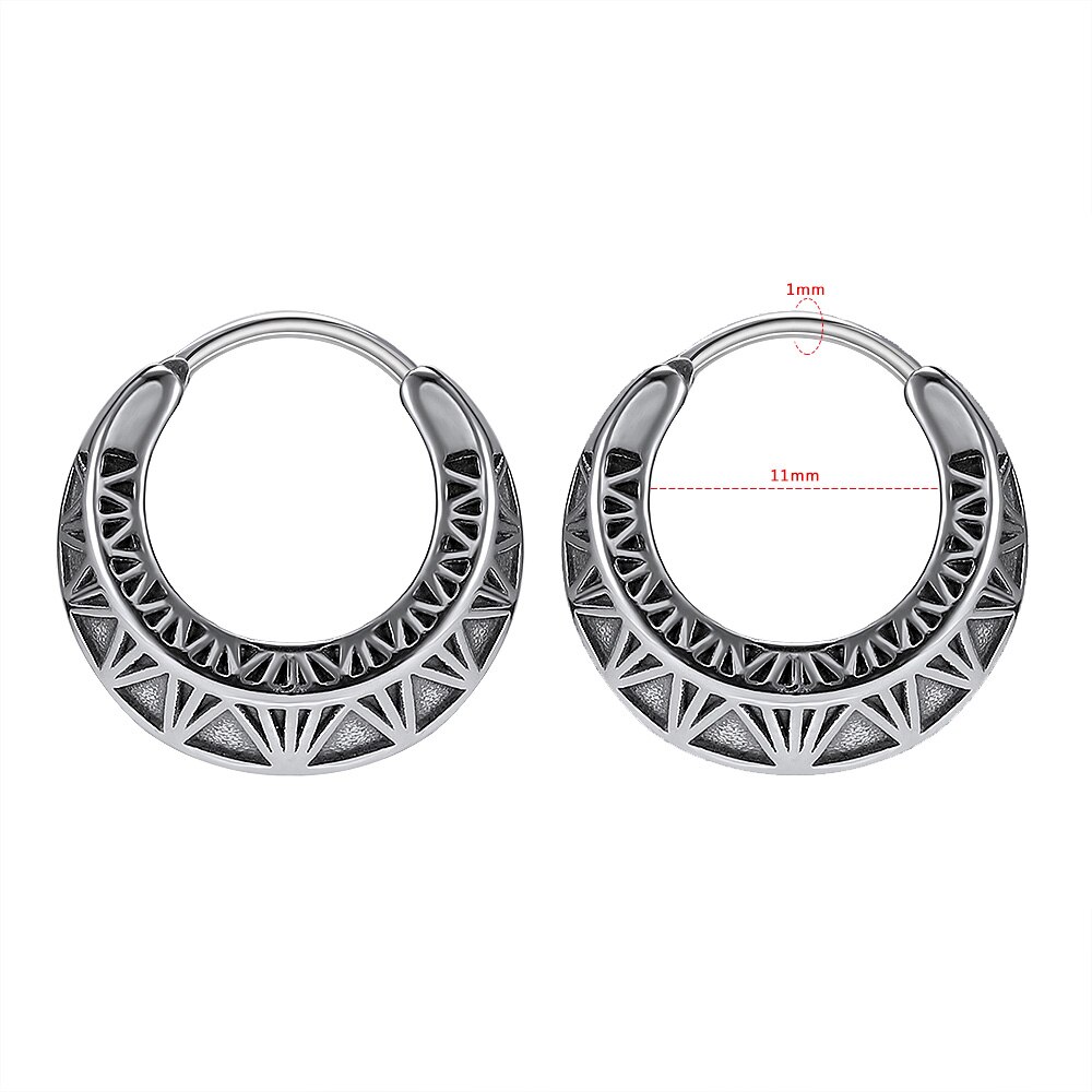 Aoedeli-pendientes de aro de acero inoxidable 316L para hombre, aretes circulares Punk Rock para hombre, joyas góticas, para niños: F