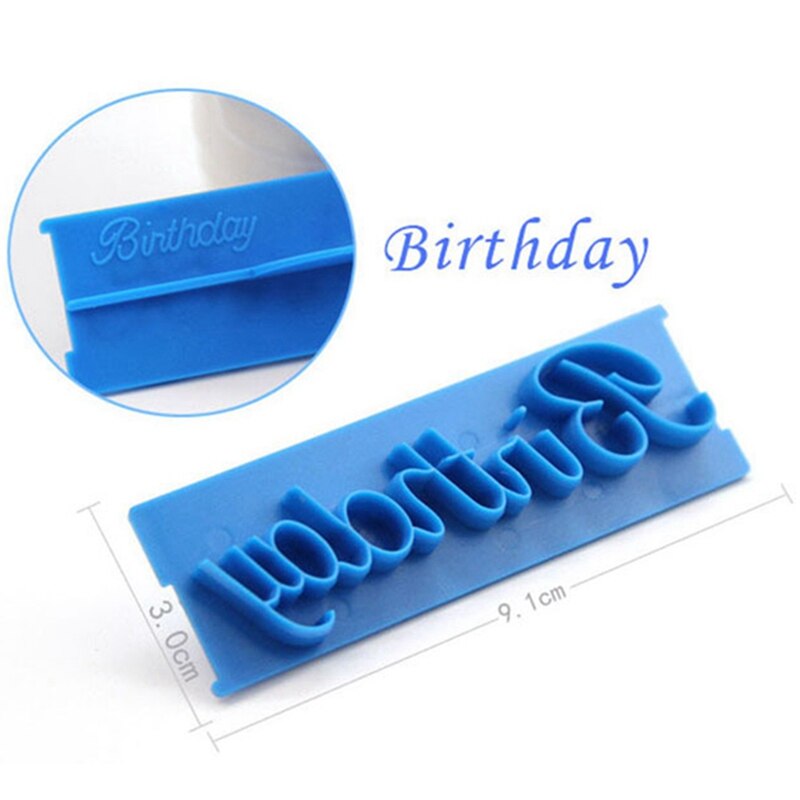 6 Stks/pak Gelukkige Verjaardag Alfabet Letter Nummer Cookie Pers Stempel Embosser Cutter Fondant Mould Cake Bakken Molds Gereedschap