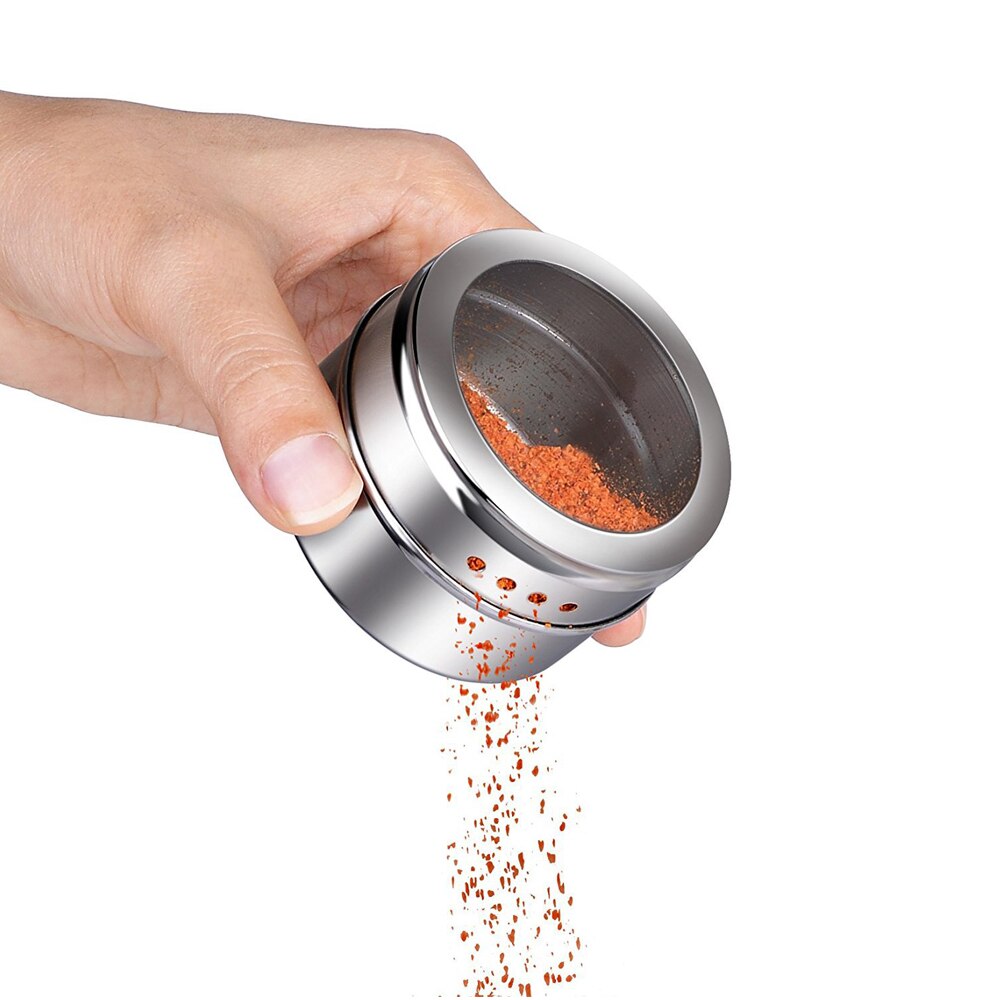 Magnetic Spice Jars Stainless Steel Spice Tins Spice Seasoning Containers With Spice Label