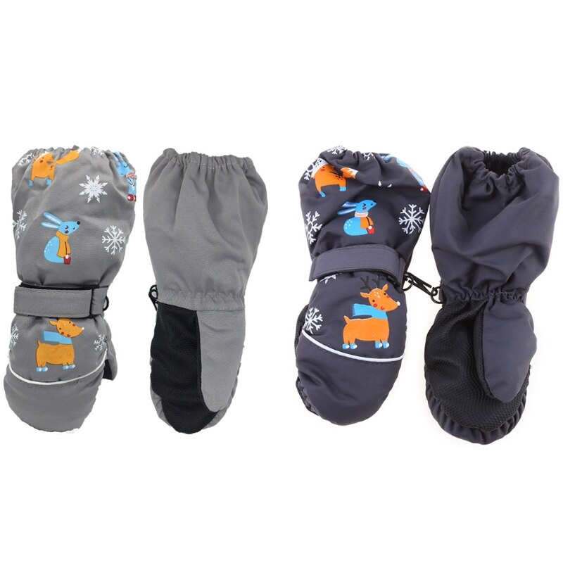 Winter Kinderen Print Cartoon Herten Konijn Verdikking Ski Handschoenen Kids Winddicht Waterdicht Antislip Lange Mouwen Wanten