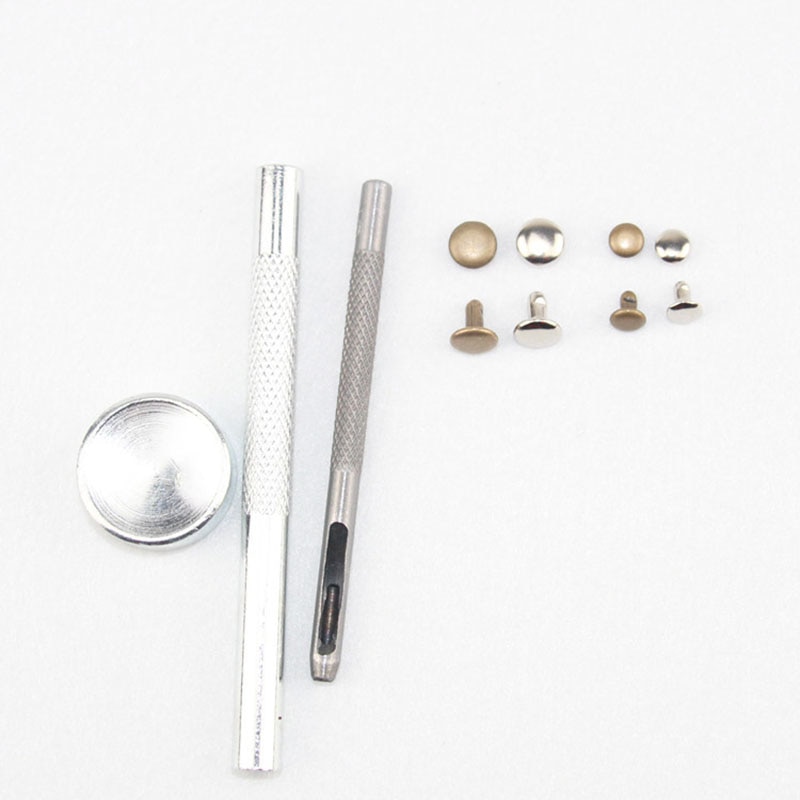 120 Sets Leather Craft Repair Double Cap Rivets Tubular Metal Studs Fixing Tools 669