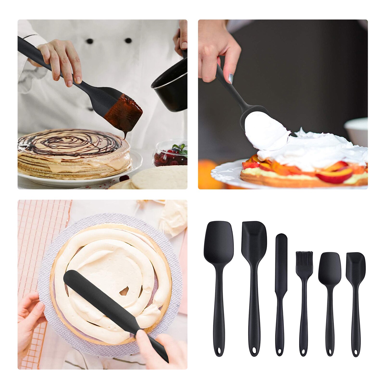 6 Piece Silicone Spatula Heat Resistant Spatulas Turner for Cooking Baking Mixing Tool Cake Decorating Tools Kitchen Appliance