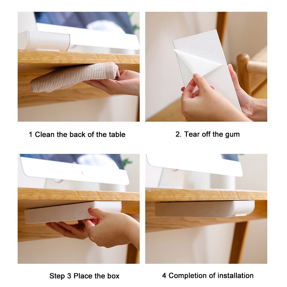Self-Adhesive Storage Drawer Under Desk Pencil Tray Remote Control Key Mask Hidden Organizer Storage Box Holder Case Space Saver