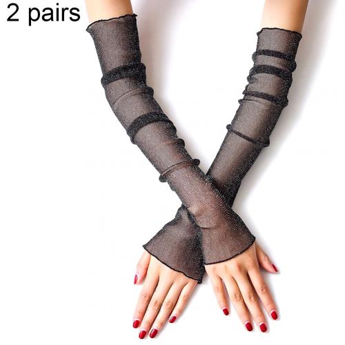 2 Pairs Zomer Arm Mouwen Vrouwen Mannen Arm Cooling Mouwen Arm Been Mouwen Outdoor Zon Bescherming Vingerloze Handschoenen Arm Mouwen: Black