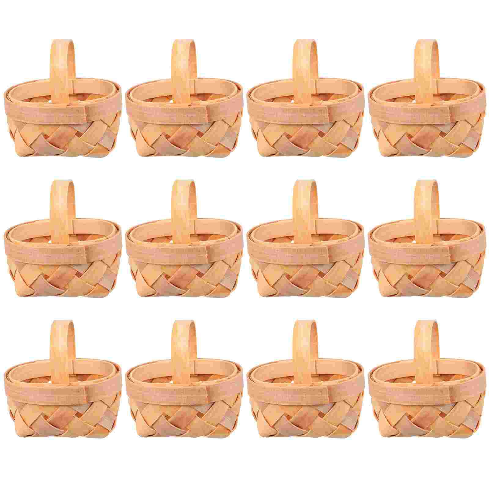 12 sztuk ręcznie tkane kosze drewniane kawałki kosze robić przechowywania mini kosze ozdoby: Default Title