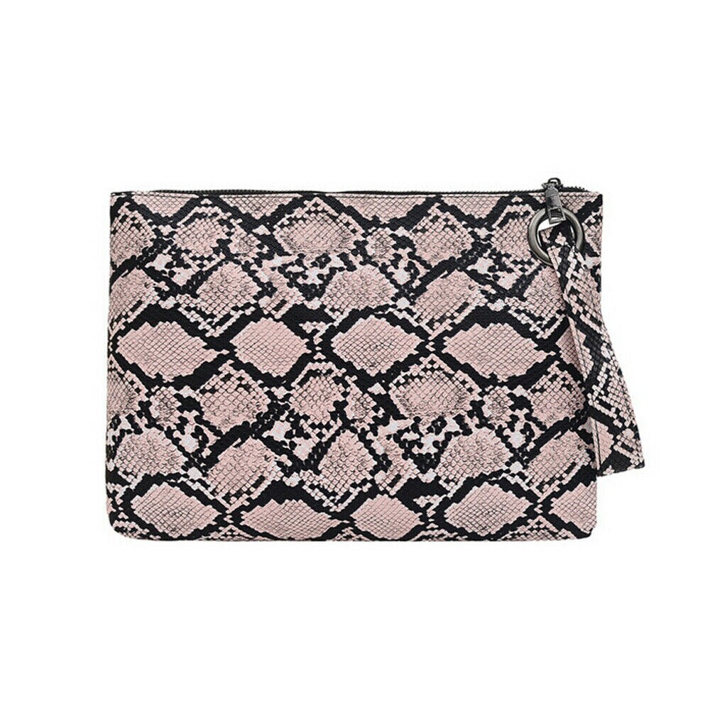 Luipaardprint dames clutch draagbare outdoor handtas pu leren envelop met rits: Roze