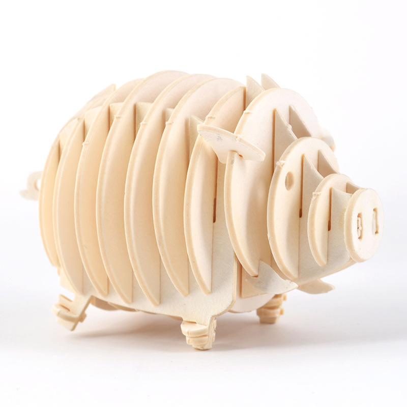 DIY 3D Wooden Puzzle Model Animal Montessori Toys for Children Crafts Dachshund Skeleton Assembly Set for Kids Adults Teens