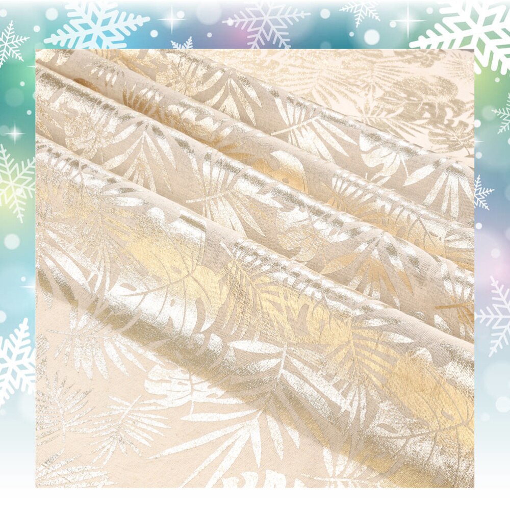 Monstera Leaf Pattern Tablecloth Cotton Linen Dining Table Cloth Dustproof Table Cloth (White): White