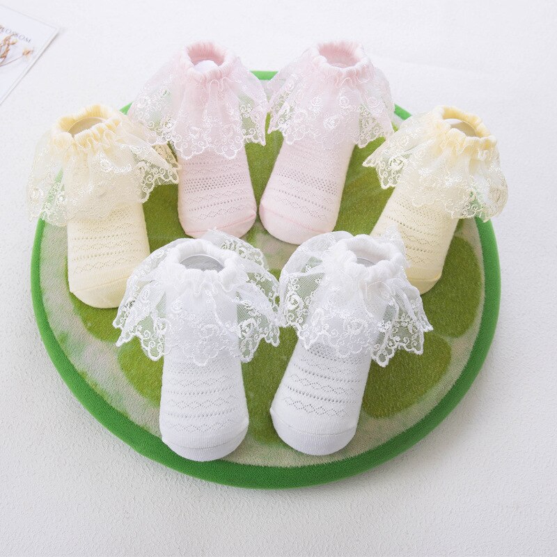 Calcetines de malla de encaje para niñas pequeñas, medias de algodón de princesa, transpirables, de 0 a 5 años, 2022, meias curtas de malha de renda de bebê de verão
