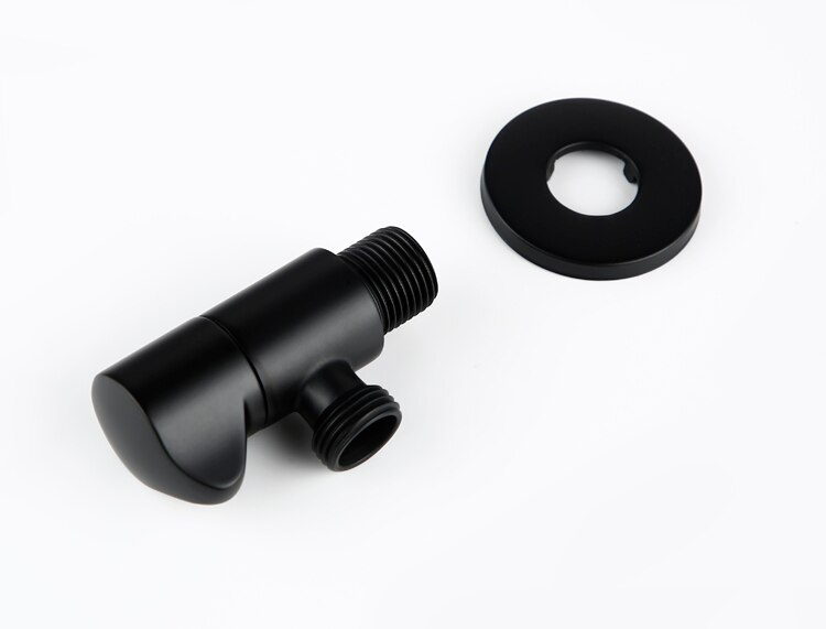 Massief Messing Goud/Zwarte Hoek Kleppen 1/2 "Man X 1/2" Mannelijke Badkamer Bidet Valve Mat Zwart Vulling valve Badkamer Accessoires: Black