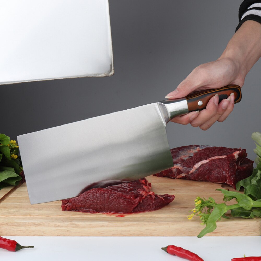 Slicing Cleaver 4Cr13 Super Sharp Blade Kitchen Chef Knives Chinese Forged Knife Multifunction Kitchen Chopping Knive Rivet Hand