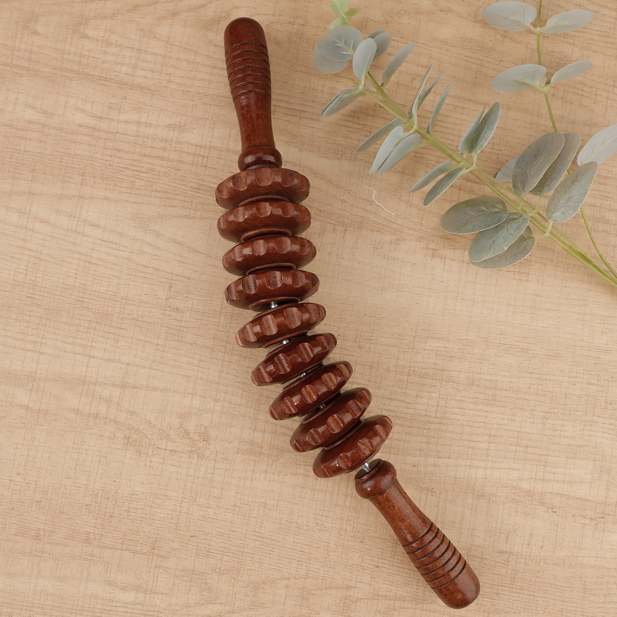 Rolo massageador de terapia de madeira, ponto de gatilho, bastão massageador para fáscia, celulite, músculo e abdômen, corpo, alívio da barriga muscular também: Ganso Amarelo