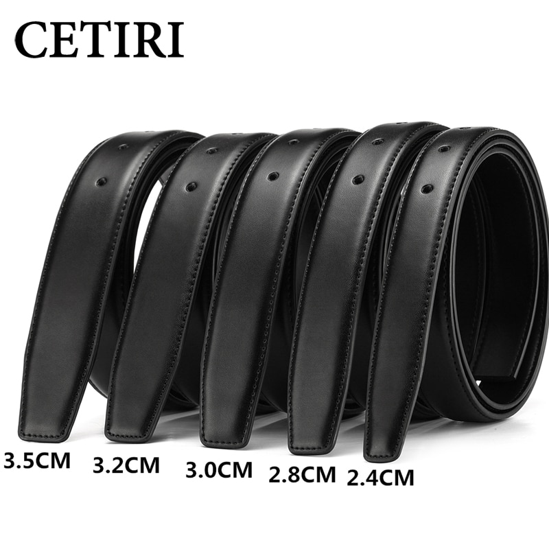 Geen Gesp Lederen Riem Voor Automatische Gesp Pin Gesp 2.4Cm 2.8Cm 3.0Cm 3.2Cm 3.5cm 3.8Cm Breedte Mannen Riem Zwart