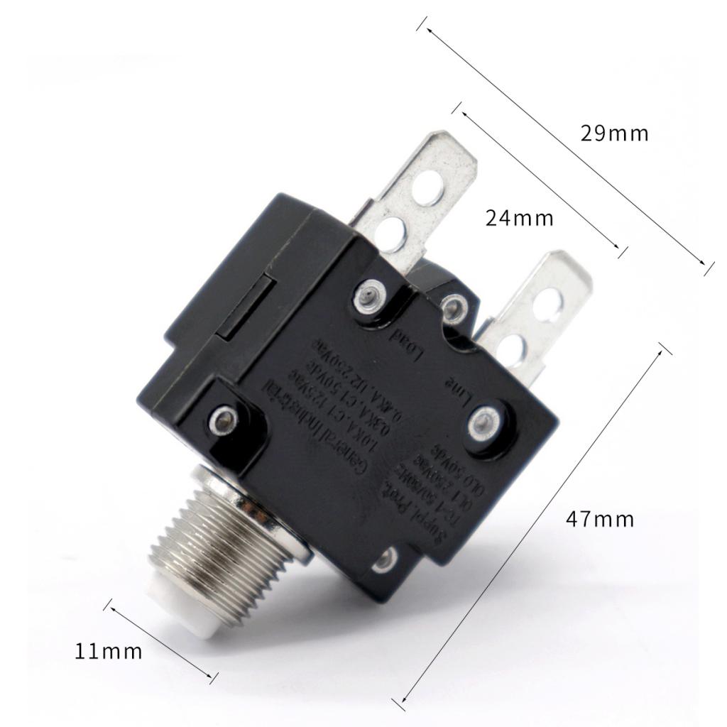 Interruptor de circuito 10A, reinicio de fusible con tapa negra, CA 125/250V