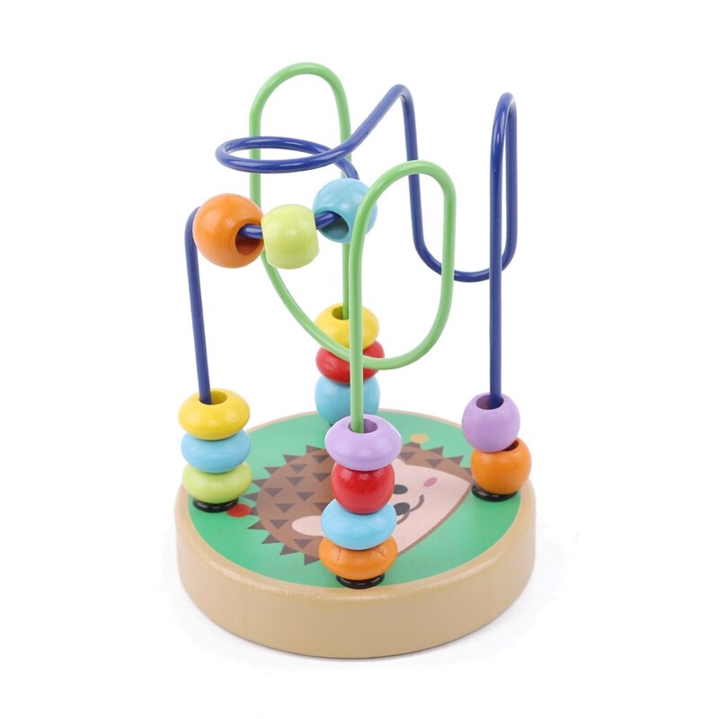 Houten Leuke Cartoon Dier Kind Puzzel Speelgoed Kinderen Kleurrijke Rond Kralen Doolhof Achtbaan Play Game Baby Educatief