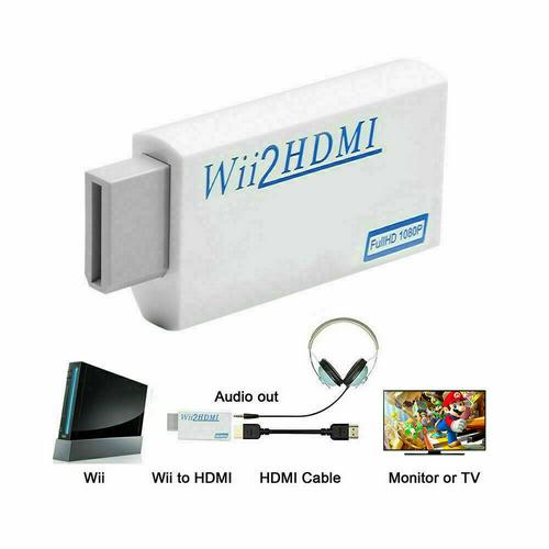 1080P Wii To HDMI Converter Adapter Wii2HDMI Converter Audio Output Adapter Full HD 3.5mm Audio For PC TV HDTV Monitor Display: white