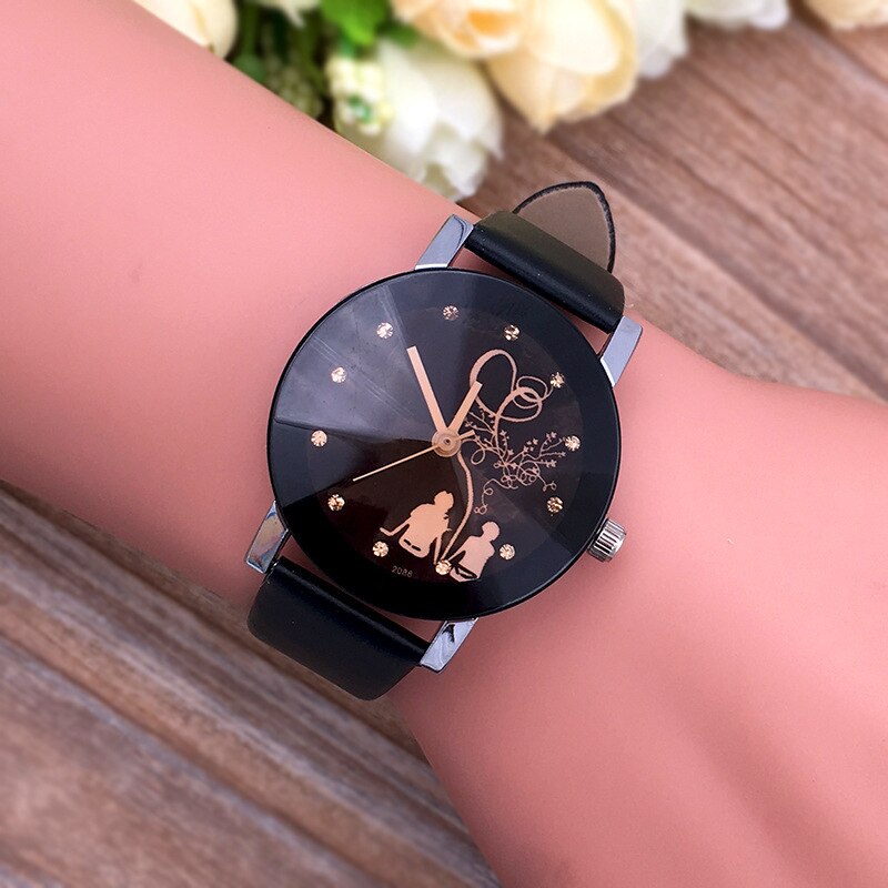 Student Couple Stylish Spire Glass Belt Quartz Watch Lovers Casual simple Clock hours Best For Lover relojes mujer Clock