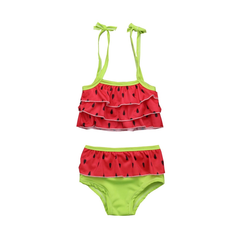 Cute Swimwear Girls Kids Watermelon Print Bikini Set Bathing Suit Children Beachwear Girls Kids Swimwear Biquini Infantil Menina