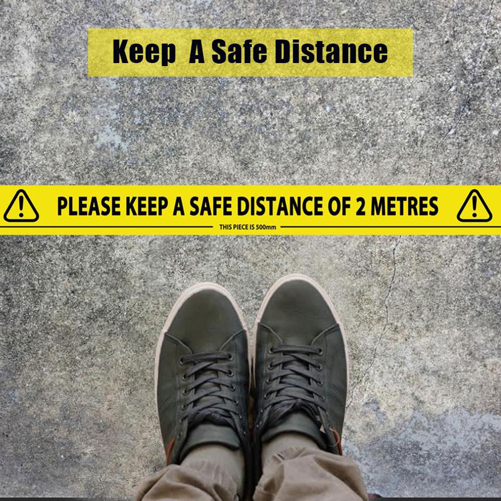 Sikkerhedstape 2m meter fra hinanden socialt sikkert distancerende gulvbånd sikkerhedsklistermærke boligindretning advarselsbånd 33 m x 48mm