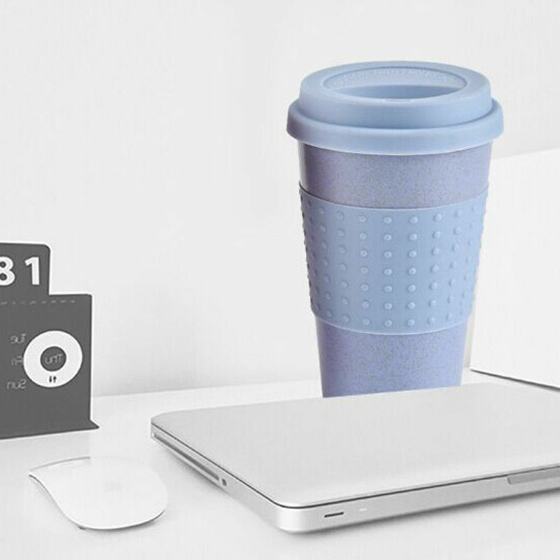 Reusable Bamboo Fibre coffee Cups Eco Friendly 3 Colors 300ml Portable Coffee Tea Mugs Travel Mug With Lid