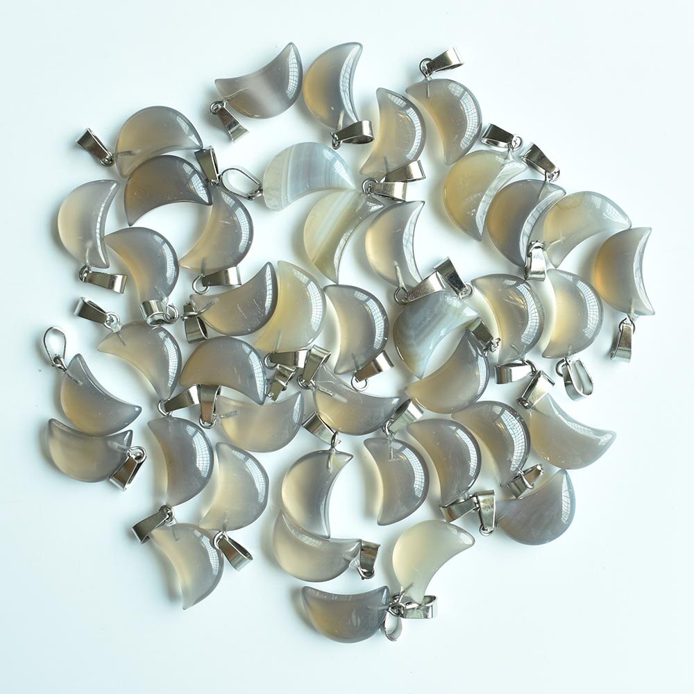 assorted natural stone crescent moon shape charms pendants for DIY jewelry making 24pcs/lot free