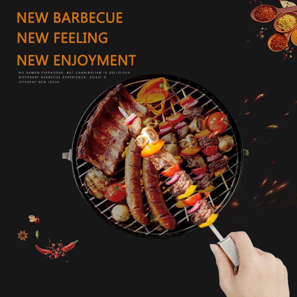 6pcs bbq Grill For kitchen Cookware Stainless steel barbecue sign barbecue skewer outdoor BBQ barbecue needle kebab sign tool