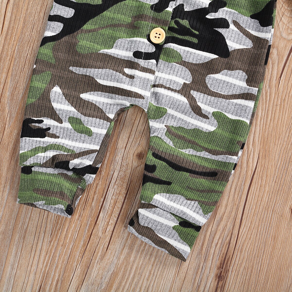 Focusnorm 0-18M Zuigelingen Baby Jongens Rompertjes Camouflage Gestreepte Print Lange Mouw Enkele Breasted Herfst Jumpsuits