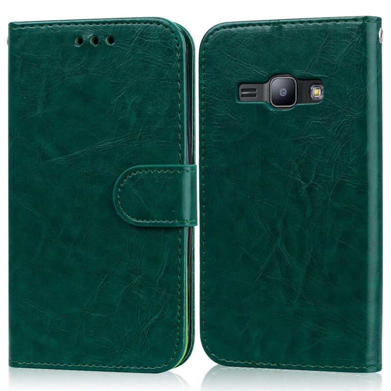 Leather Flip Case Voor Samsung Galaxy J1 Zachte Tpu Telefoon Geval Voor Samsung J1 J120 J120F/Ds flip Case Voor Samsung J1: Dark Green