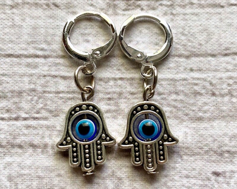 Mini hamsa käsi korvakorut fatiman käsi henkinen jooga buddha paha silmä riipus suoja onnen onnea rakkaus uskonnollinen nastat silmä