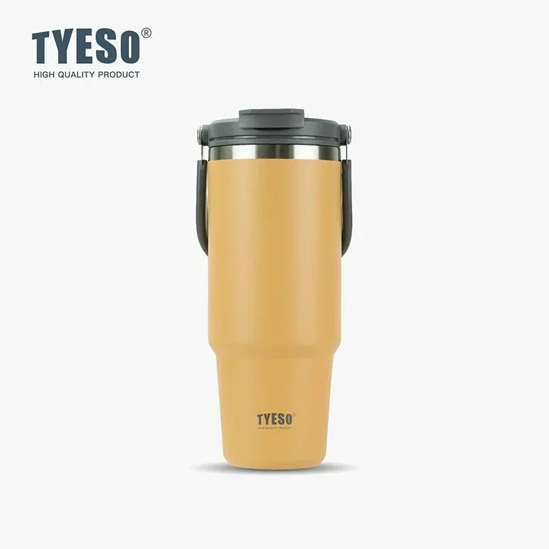 Tyeso bärbar bilkaffekopp rostfritt stål stor kapacitet isolering sportvattenkokare: Orange / 301-400ml
