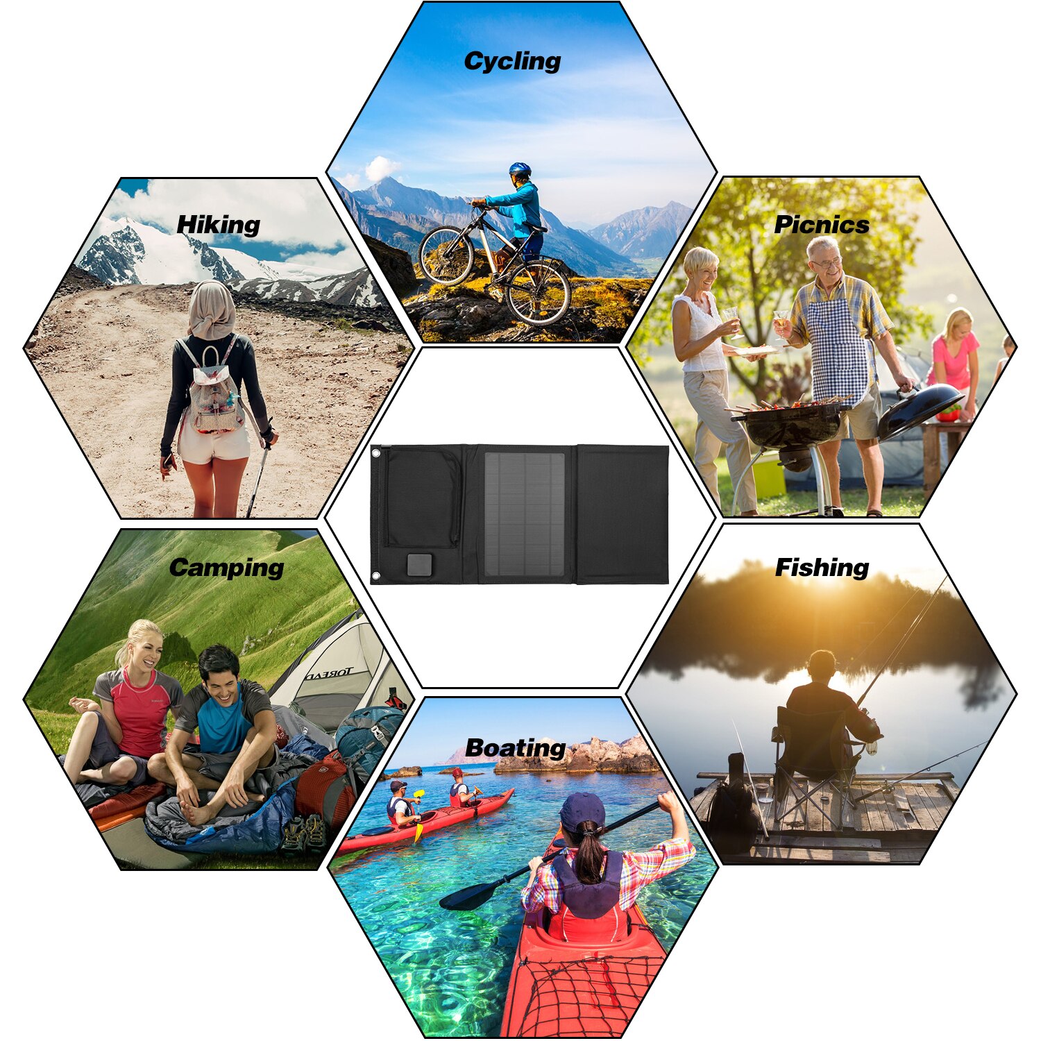 30W Foldable Solar Panel Charger with Dual 5V USB Ports for Cell Phone Power Bank Car Boat RVs Off Gri-d Charge