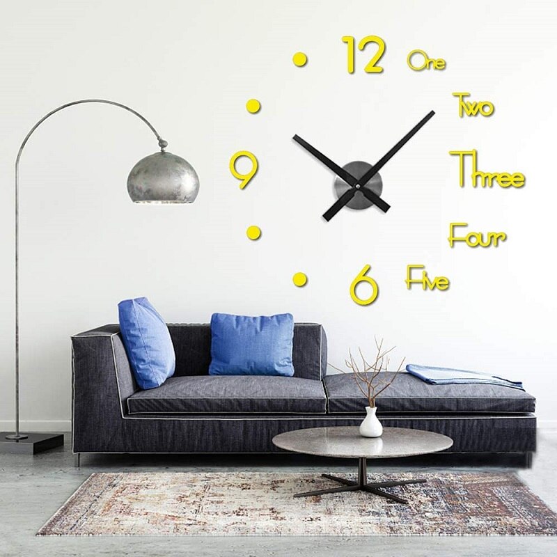 Gran reloj de pared de cuarzo 3D moderno mudo de cocina decorativos relojes espejo pegatina etiqueta de Metal grande relojes elementos de decoración para oficina hogar