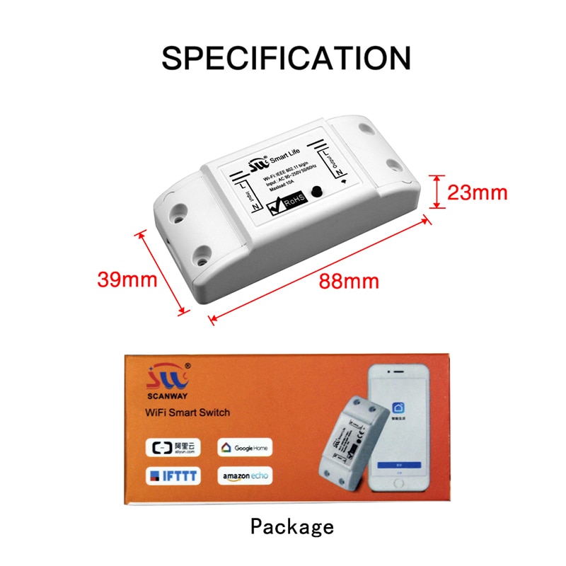 DIY WiFi Slimme Lichtschakelaar Universele Breaker Timer Draadloze Afstandsbediening Werkt met Alexa Google Thuis Smart Home 4 Stuks