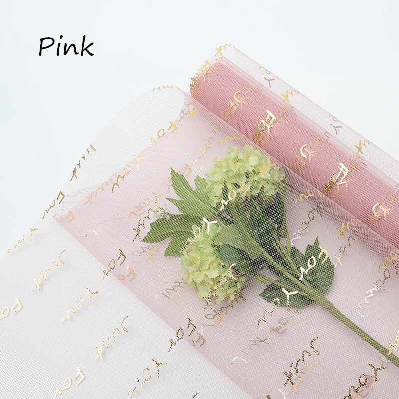 1M Engels "Voor U" Garen Plakboek Versieren Gaas Bloemen Boeket Inpakpapier Bloemist Materialen Diy Craft Supplies papier: Pink