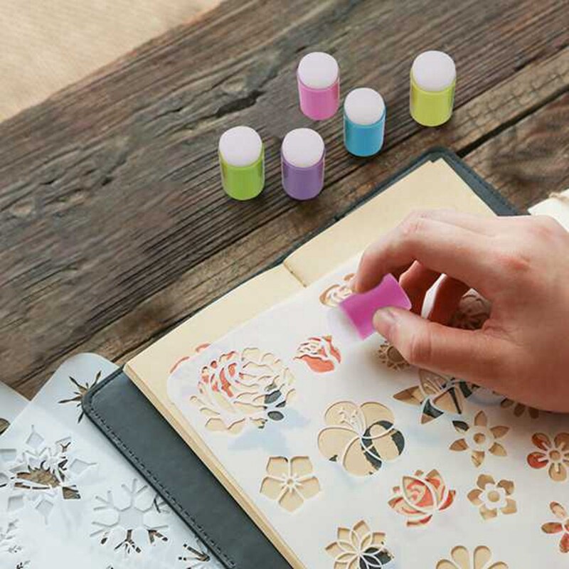 10Pcs Finger Sponge Daubers Painting Ink Pad Stamping Brush Craft Case Art Tool with Box Scrapbooking DIY Crafts