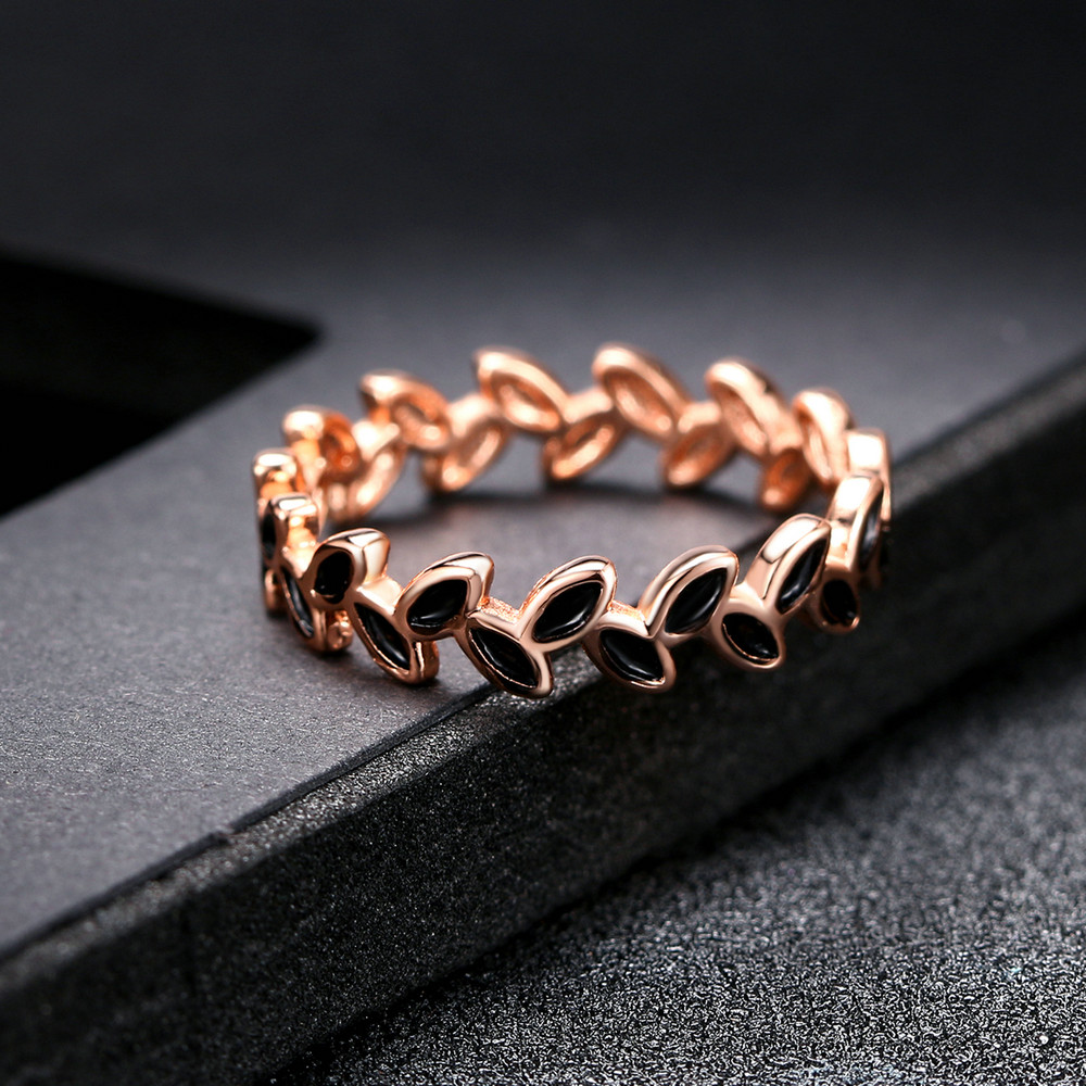 Glaze Willow Leaf Rings Classic Rose Gold Color Engagement Jewelry For Women Girls Party Wholsale DWR183