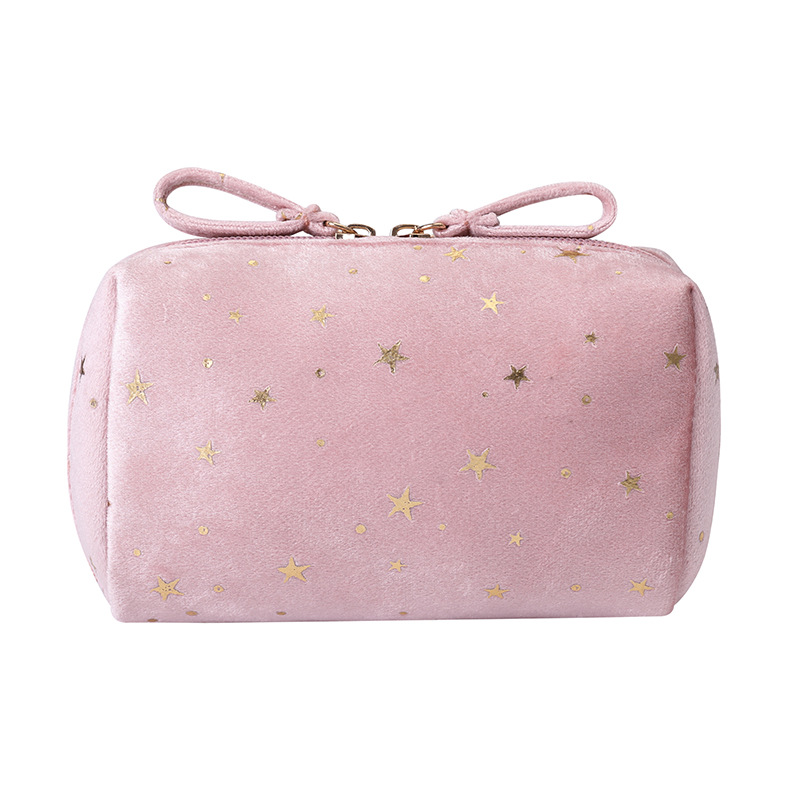 Borsa per trucco in velluto per ragazza Organizer borsa per rossetto per ragazza morbida borsa da toilette per donna Beauty Make Up Case Pouch borsa cosmetica portatile: Pink