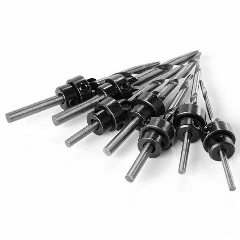 Avellanador cónico de 7 piezas, broca para trabajar la madera, brocas de carpintería, caja + carpintería Hss, madera avellanado cónico L0P9