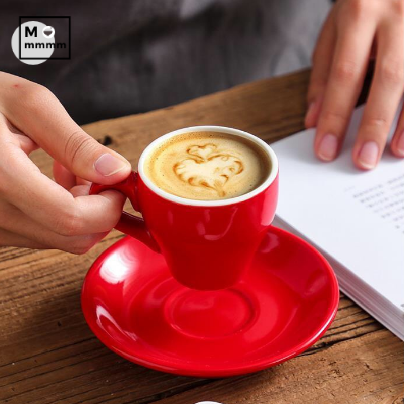 Bts-taza grande de cerámica para café, tazas de café con platillos, de Color sólido, para té, cambia de Color