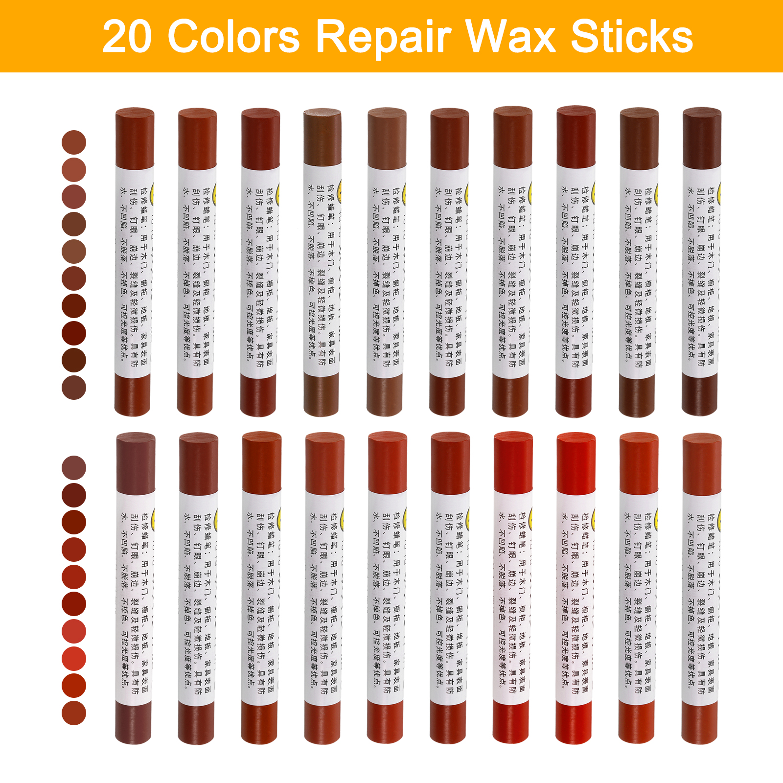 20Pcs Wood Filler Stick Furniture Repair Wax Crayons Kit Touch Up Furniture Markers for Covering Scratches Holes Wooden Floor: light green