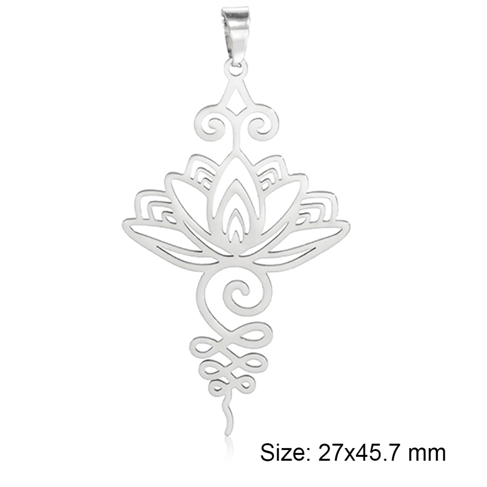 Breloques en forme de fleur de Lotus, en acier inoxydable, amulette religieuse, pendentifs, accessoire pour collier, boucles d'oreilles, bijoux, bricolage,: MARRON