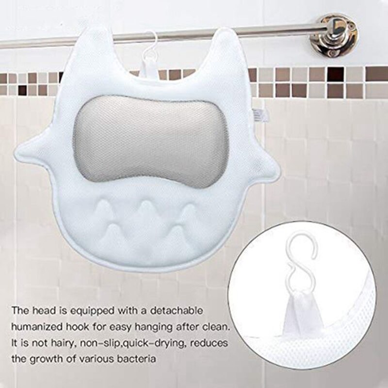 Non-Slip Spa Bath Pillow for Tub with 5D Air Mesh Technology Bath Pillow Cushion Provides Head Neck Shoulder Support In Tub